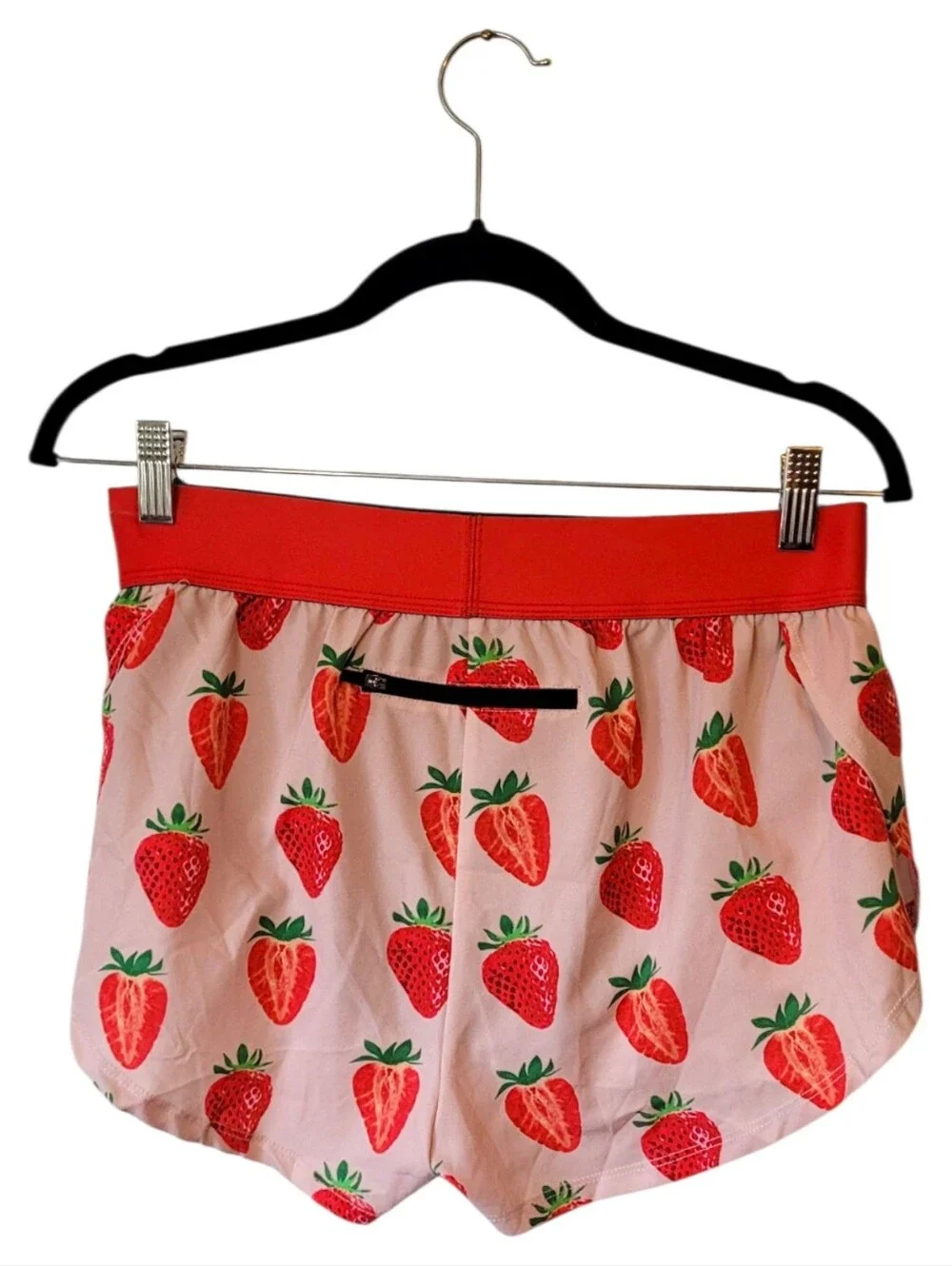 Chicknlegs Pink & Red Strawberry Print Running Shorts Size M
